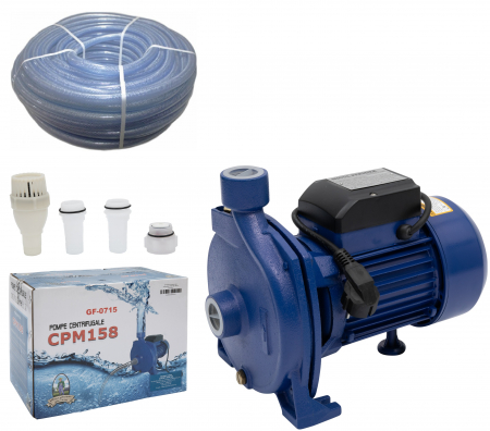 Pompe, motopompe, sisteme de irigat si stropit - Pompa de suprafata pentru apa CPM158 (Lazio mare) 750 W, 2850 rpm, aspiratie 9 m, refulare 30 m + Furtun 1" 50m