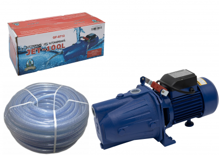 Pompe, motopompe, sisteme de irigat si stropit - Pompa de suprafata pentru apa curata JET 100L, 1500W, 2850 rpm, 60 l/min + Furtun cu insertie 1" 50m