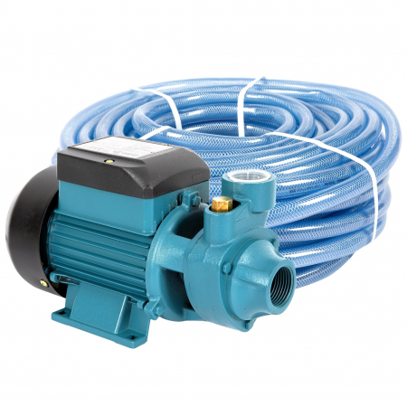Pompe de suprafata - Pompa de suprafata pentru apa curata QB60 370 W, 2850 rpm, 1", aspiratie 9 m, refulare 35 m + Furtun cu insertie 1" 50m