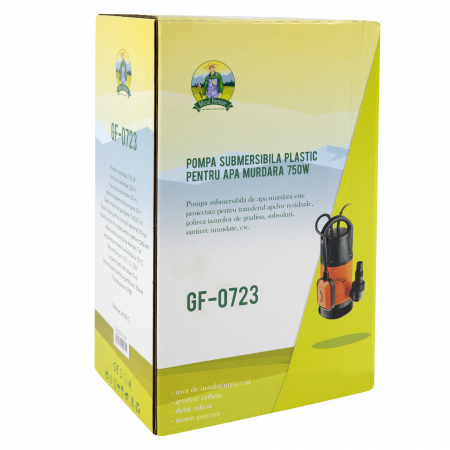 Pompa din plastic pentru apa murdara, 750W, 13 mc/h 7m 1" + Furtun 1" 50m [2]