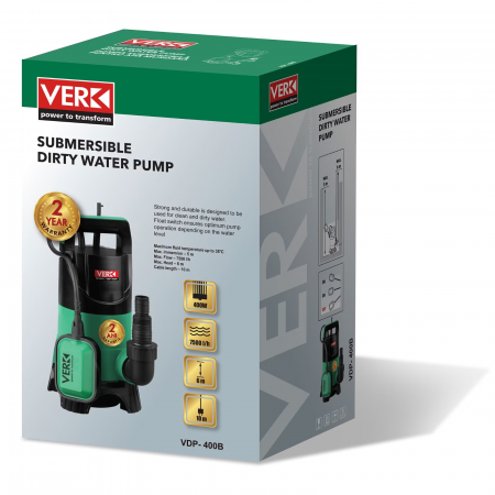 Pompa submersibila de apa murdara Verk VDP-400B, 400 W, 7500 L/h, AKT [1]