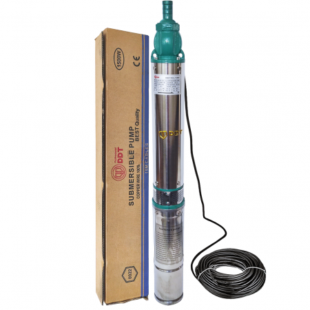 Pompe submersibile - Pompa submersibila de mare adancime, DDT QJD120-1.5, 1500 W, 7 mc/h, 8 turbine, inaltime 120 m, 15 m cablu