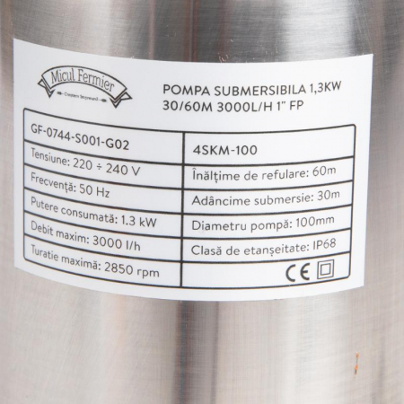 Pompa submersibila Micul Fermier, 1300 W, 60 m inaltime, 3 mc/h, 1" + Prescontrol automat EPC-3 [2]