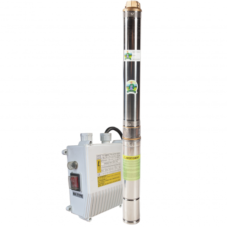 Pompe, motopompe, sisteme de irigat si stropit - Pompa submersibila, tun lung cu panou comanda 75QJD 1.8-54/15-0.55, 750 W, 40 m inaltime, 3 mc/h, 1"