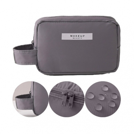 Portfard, Flippy, cu Maner, Material Impermeabil, pentru Cosmetice, 16 x 11 x 7 cm, Gri [2]