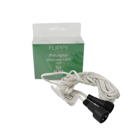 Decoratiuni, ornamente si articole Craciun - Prelungitor Instalatie Luminoasa, Flippy, 3 m, 230V, Fir Alb