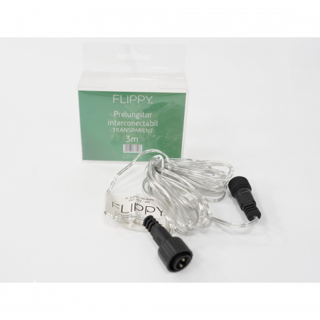Decoratiuni, ornamente si articole Craciun - Prelungitor Instalatie Luminoasa, Flippy, 3 m, 230V, Fir Transparent