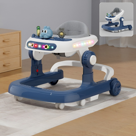 Premergator Multifunctional cu Roti Flippy, Model Iepuras, Inaltime Ajustabila, Tavita, Muzica, Lumini, 66x59x41 cm, Albastru [2]