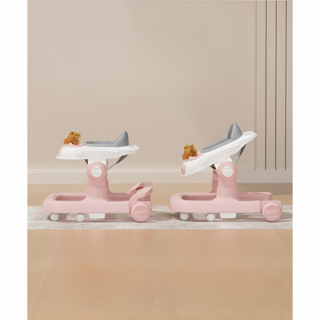 Lichidare Premergator Multifunctional cu Roti Flippy, Model Iepuras, Inaltime Ajustabila, Tavita, Muzica, Lumini, 66x59x41 cm, Roz [8]