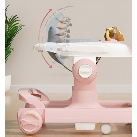 BF-Premergator Multifunctional cu Roti Flippy, Model Iepuras, Inaltime Ajustabila, Tavita, Muzica, Lumini, 66x59x41 cm, Roz [1]