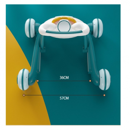 Premergator pentru copii Flippy, pliabil, viteza ajustabila, maner antialunecare, cu lumini si muzica, 46 x 57 cm, loc depozitare jucarii, inaltime ajustabila, albastru [5]