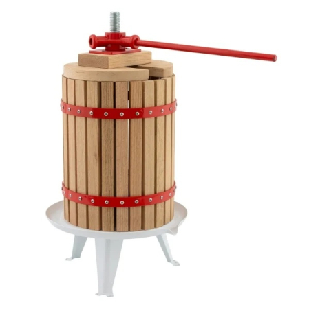 Teascuri și prese pentru fructe - Presa manuala pentru fructe ROTOR FP-18, 18 L, cuva o28,6 cm, lemn masiv de stejar, fonta si otel