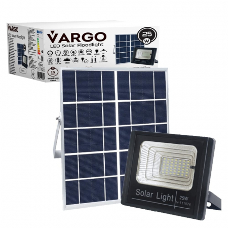 Pentru Casa si Camping - Proiector cu panou solar si telecomanda 25W 6500 K V-111874 VARGO