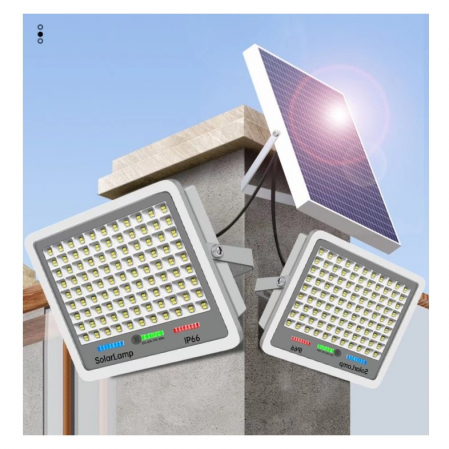 Proiector LED cu Panou Solar Flippy, Senzor lumina, Waterproof, 396 LED-uri incorporate, 200W, 30x24 cm, IP67, Design Modern, Negru [5]