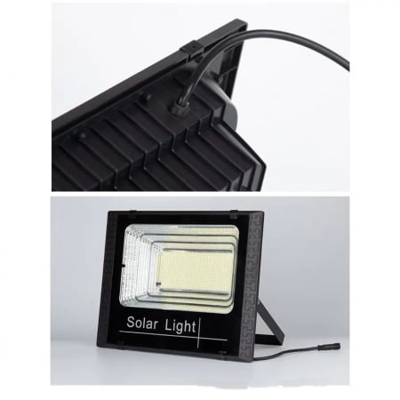 Proiector LED SMD 300W cu incarcare solara Flippy, panou solar, cu telecomanda, suport prindere, material ABS, 14AH, 1032 LED-uri, 5 m cablu inclus, 1019Lm, 36x32 cm, negru [3]