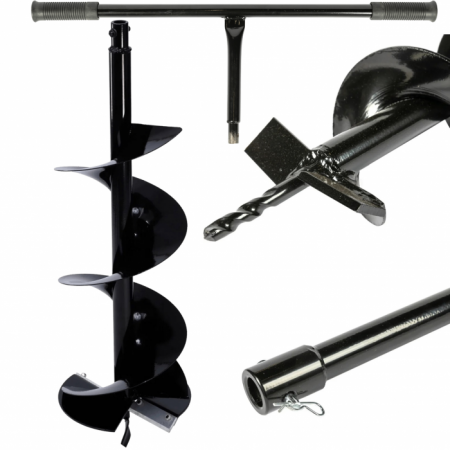 Gradina - Burghiu de pamant pentru motoburghiu 250 mm x 800 mm + Maner manual