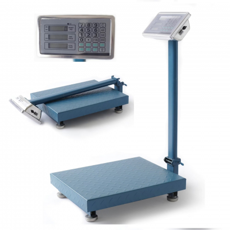Cantare comerciale - Cantar electronic Wertcraft 350Kg cu Display, cu acumulator, brat rabatabil, picioare ajustabile, fisaj LCD, otel inoxidabil