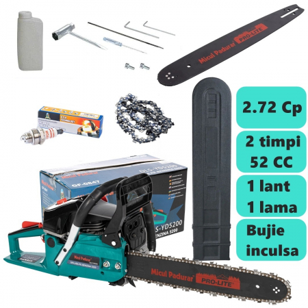 Drujba pe benzina Micul Padurar 5200, 52 CC, 2.72 Cp, lama 40 cm + Bujie [0]