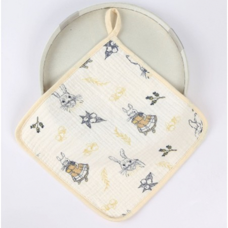 Jucarii, Copii & Bebe - Prosop Absorbant, Flippy, din Bumbac, 25 x 25 cm, Model Iepurasi, cu Agatatoare, Bej
