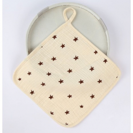 Jucarii, Copii & Bebe - Prosop Absorbant, Flippy, din Bumbac, 25 x 25 cm, Model Stelute, cu Agatatoare, Bej
