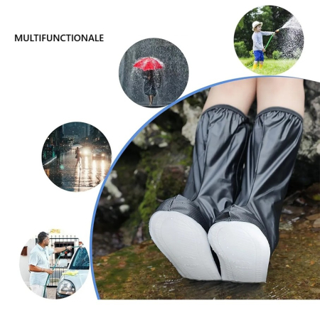 Protectie Incaltaminte pentru Ploaie si Noroi, Flippy, Impermeabila, Talpa Antiderapanta, cu Fermoar si Capsa, Inaltime 40 cm, Marime XL 40-41, Negru [1]