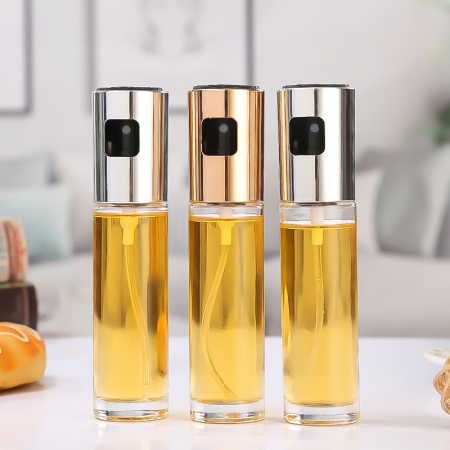 Pulverizator Ulei, Otet, Flippy, din Sticla, 100 ml, Reincarcabil, 18.3 x 4.3 cm, Capac Lucios, Auriu [4]