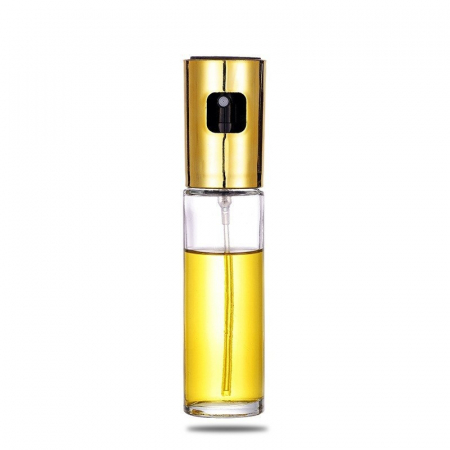 Bucatarie si electrocasnice - Pulverizator Ulei, Otet, Flippy, din Sticla, 100 ml, Reincarcabil, 18.3 x 4.3 cm, Capac Lucios, Auriu