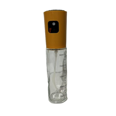 Suporturi și organizatoare de bucătărie - Pulverizator Ulei, Otet, Flippy, din Sticla, 100 ml, Reincarcabil, 18.3 x 4.3 cm, Masura 90 ml, Capac Mat, Galben