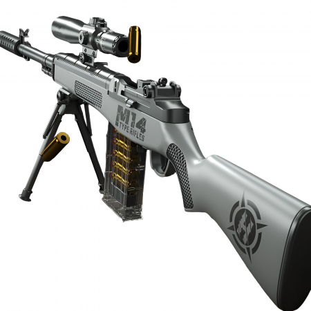 Pusca de Jucarie M14 Ultrarealista, Flippy, Manuala, cu Luneta, 20 de Proiectile din Spuma Moale, 5 Cartuse, 100 cm, 8 ani+, Gri [0]