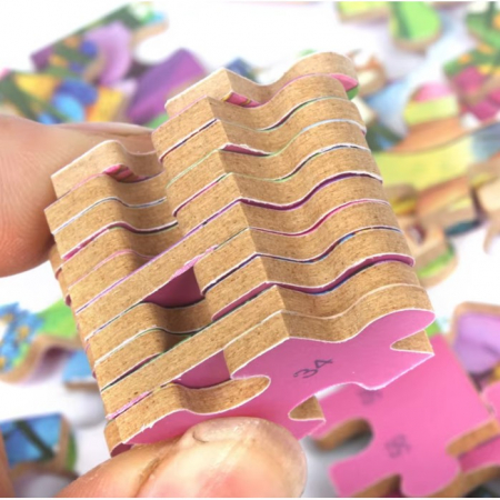 Puzzle 60 de Piese din Lemn in Cutie Metalica, Flippy, Model Cei Trei Purcelusi, Educativ, Dezvoltare Abilitati Cognitive, pentru Prescolari, 22.5x13.5 cm, Multicolor [5]