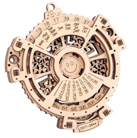 Puzzle Calendar 3D, Mechanical Gear Model Asamblat, 2017-2044, 21 Piese, Lemn [0]