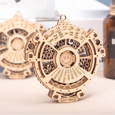 Puzzle Calendar 3D, Mechanical Gear Model Asamblat, 2017-2044, 21 Piese, Lemn [5]