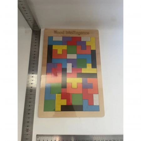 Puzzle Montessori, Flippy, din Lemn, Tip Tetris, +36 Luni, Forme Neregulate, 40 Piese, 26.5 x 17.7 cm, Multicolor [12]