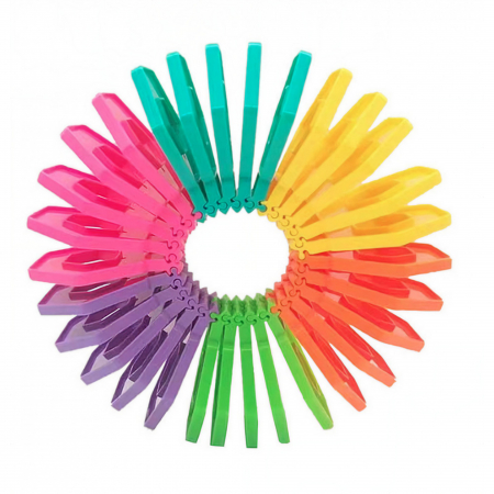 Puzzle pentru copii, Flippy, fidget loop, functie stivuire, bucle, decompresie, curcubeu, 20 cm [5]