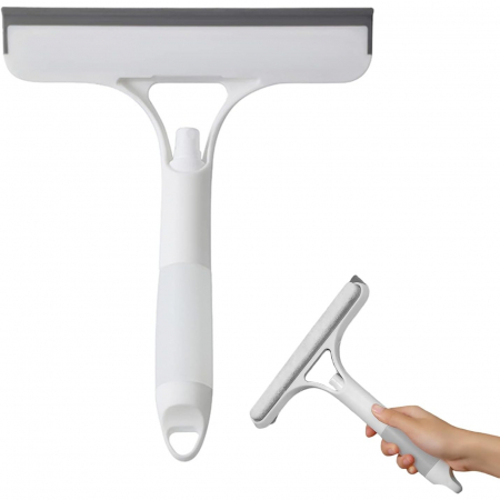 Racleta de Curatare 3 in 1, Flippy, Multifunctional, Pentru Casa si Masina, Pulverizator de Spray, Racleta din Silicon si Burete, 21.5 x 25.7 cm, Alb [2]