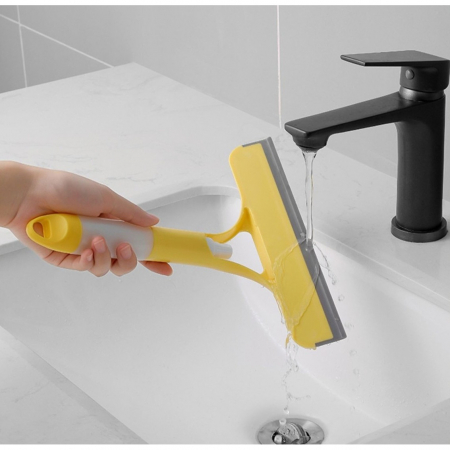 Racleta de Curatare 3 in 1, Flippy, Multifunctional, Pentru Casa si Masina, Pulverizator de Spray, Racleta din Silicon si Burete, 21.5 x 25.7 cm, Galben [2]