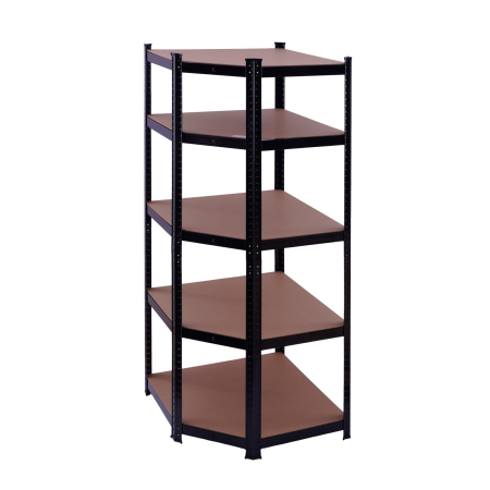Raft de colt negru 70x45x180 cm pentru depozitare ROTOR [1]
