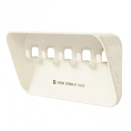 Pentru Casa si Camping - Raft de Depozitare cu Carlig, Flippy, Pentru Chei, Bijuterii, 20.3 x 4.6 x 10.3 cm, Alb