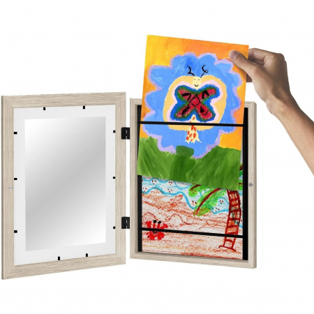 * LICHIDARE STOC * Rama Foto Flippy, din Plastic, cu Spatiu Pentru Depozitare, Pentru Desene si Picturi A4, Sticla Securizata, Maro - [5]