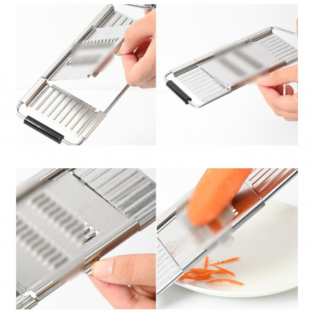 Razatoare multifunctionala Flippy, Inox, 4 tipuri de lame, usor de manevrat, maner din ABS ergonomic,33 x 8.6 cm, periuta curatare inclusa, Lame interschimbabile, Argintiu [4]