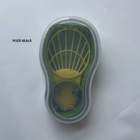 Recipient de Depozitare Avocado 5in1, Flippy, Etans, pentru Frigider, din Plastic, Dispozitiv de Taiat, Curatat, Feliat, 14x4x7 cm, Verde [5]