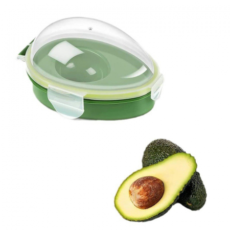 Cutii depozitare alimente - Lichidare Recipient de Depozitare Avocado, Flippy, Etans, pentru Frigider, din Plastic, Mentinere Proaspata, 15.3x11x8 cm, Verde