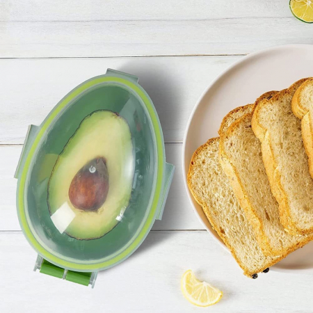 Lichidare Recipient de Depozitare Avocado, Flippy, Etans, pentru Frigider, din Plastic, Mentinere Proaspata, 15.3x11x8 cm, Verde [9]