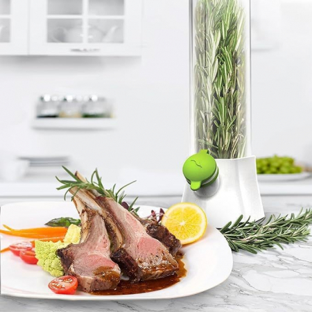 Recipient de Pastrare a Ierburilor cu Capac de Umplere cu Apa, Flippy, Proaspat, Curat, Fara BPA, Practic, Durabil, 27x16 cm, Alb [4]