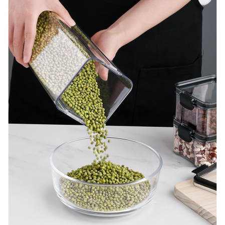 Recipient din Plastic, Flippy, pentru Alimente/Obiecte, Inchidere Ermetica, 10.2 x 18.5 cm, 1300 ml, Transparent [2]