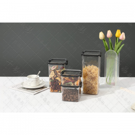 Recipient din Plastic, Flippy, pentru Alimente/Obiecte, Inchidere Ermetica, 10.2 x 24.2 cm, 1800 ml, Transparent [2]