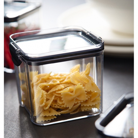 Recipient din Plastic, Flippy, pentru Alimente/Obiecte, Inchidere Ermetica, 10.2 x 9.8 cm, 700 ml, Transparent [4]