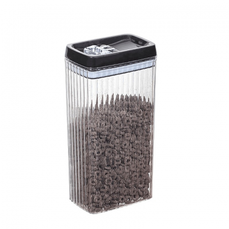 Ustensile de bucatarie - Recipient din Plastic, Flippy, pentru Alimente/Obiecte, Inchidere Ermetica, Textura Ondulata, 15 x 10 x 30 cm, 3.3 l, Transparent
