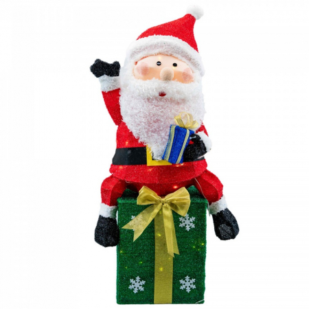 Mos Craciun pe cadru de sarma cu material textil si leduri, dimensiune 40x25x85 cm, 50 led-uri lumina calda,cu jocuri de lumini, alimentare la priza, MI-705 [0]