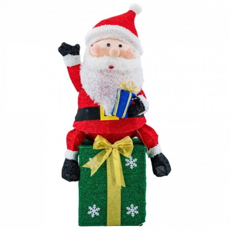 Mos Craciun pe cadru de sarma cu material textil si leduri, dimensiune 40x25x85 cm, 50 led-uri lumina calda,cu jocuri de lumini, alimentare la priza, MI-705 [1]